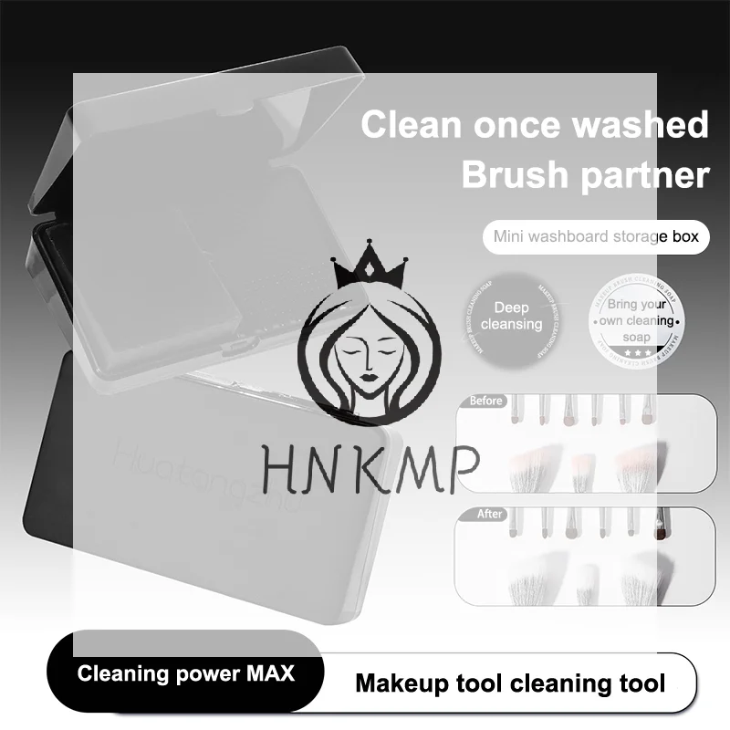 Effective Cosmetic Tool Cleaning Mini Washboard Cleaning Soap Portable Powder Puff Foundation Makeup Brush Cleaner Case Pad