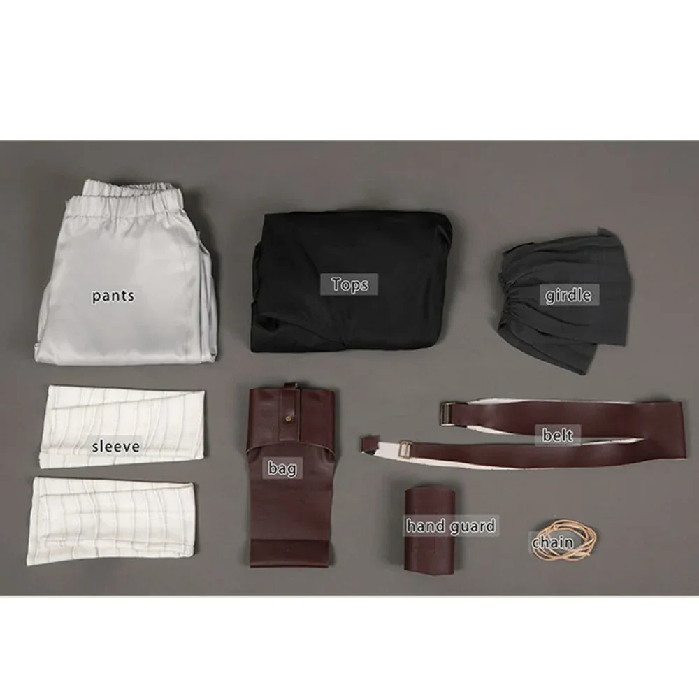 Star Jedi Warrior Rey Costume Cosplay Donna Top Pantaloni Cintura Accessori Set completo Il risveglio della forza Gioco di ruolo Vestito Festa di Halloween