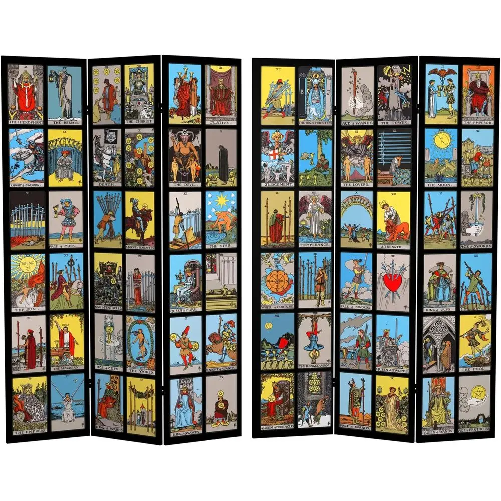 6 ft. Tall Double Sided Rider-Waite Tarot Canvas Room Divider