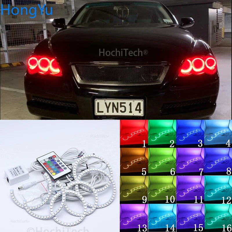 

6pcsFor Toyota Mark X Mark-X REIZ 2004 2005 2006 2007 2008 2009 Angel Eye LED Halo Ring RGB Multi-Color Sport Headlight kits