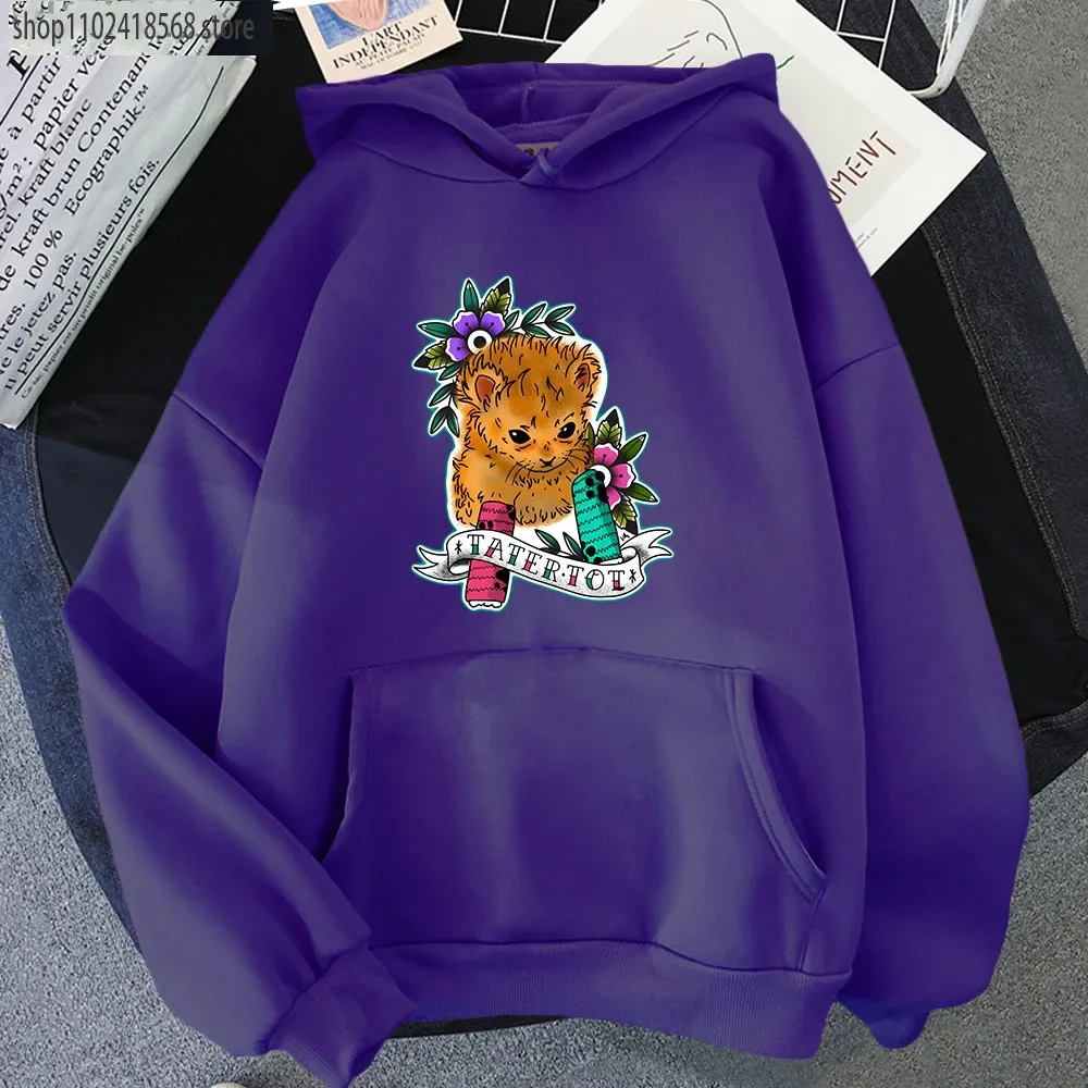 Tater Tot Tattoo Hoodies for Men Kawaii Cat Print Sweatshirt Women Clothes Cartoon Anime Pullover Unisex Streetwear Y2k Sudadera