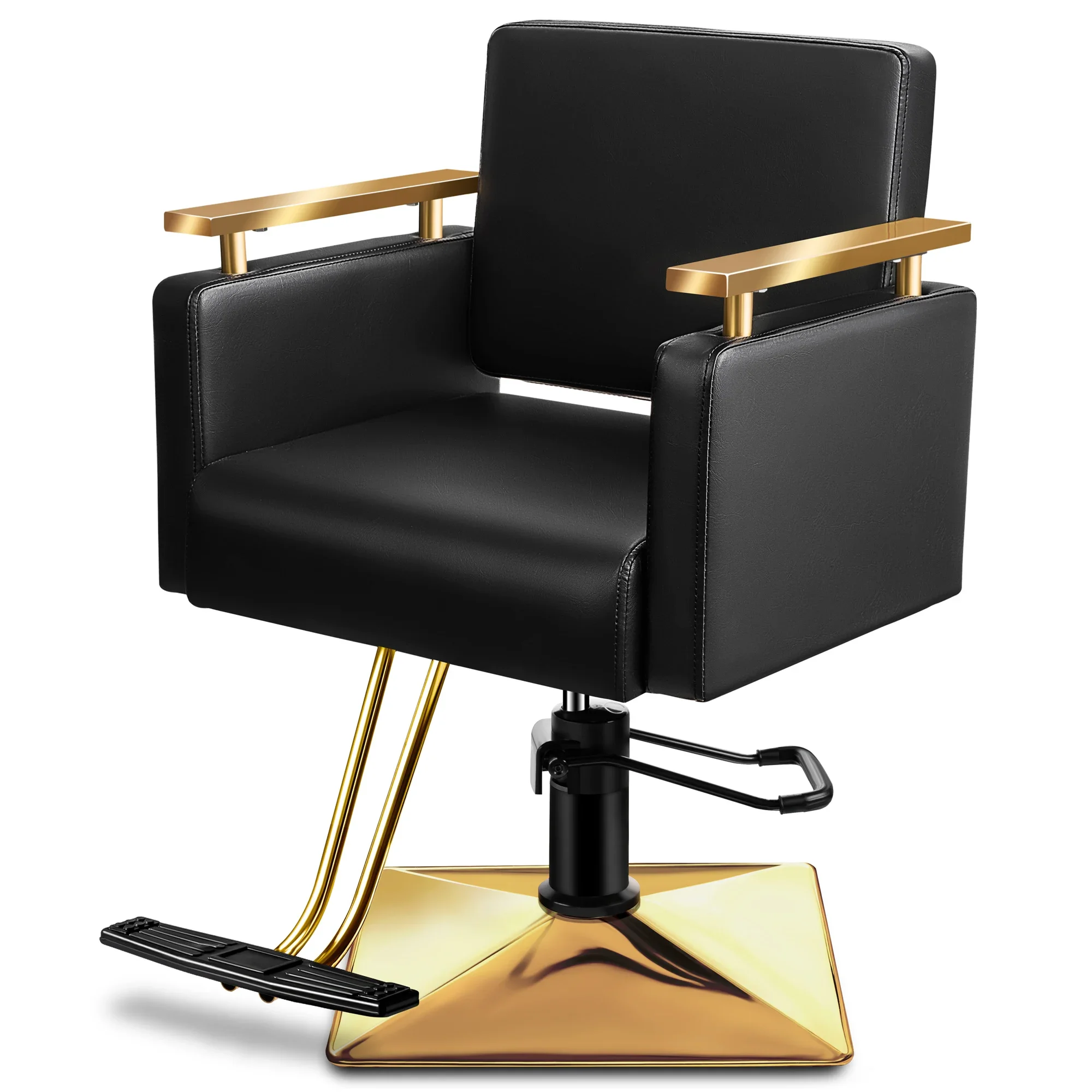 Baasha Gold Chair with Stainless Steel Armrest,  Styling Chair for Hair Stylist, Hair Chairs