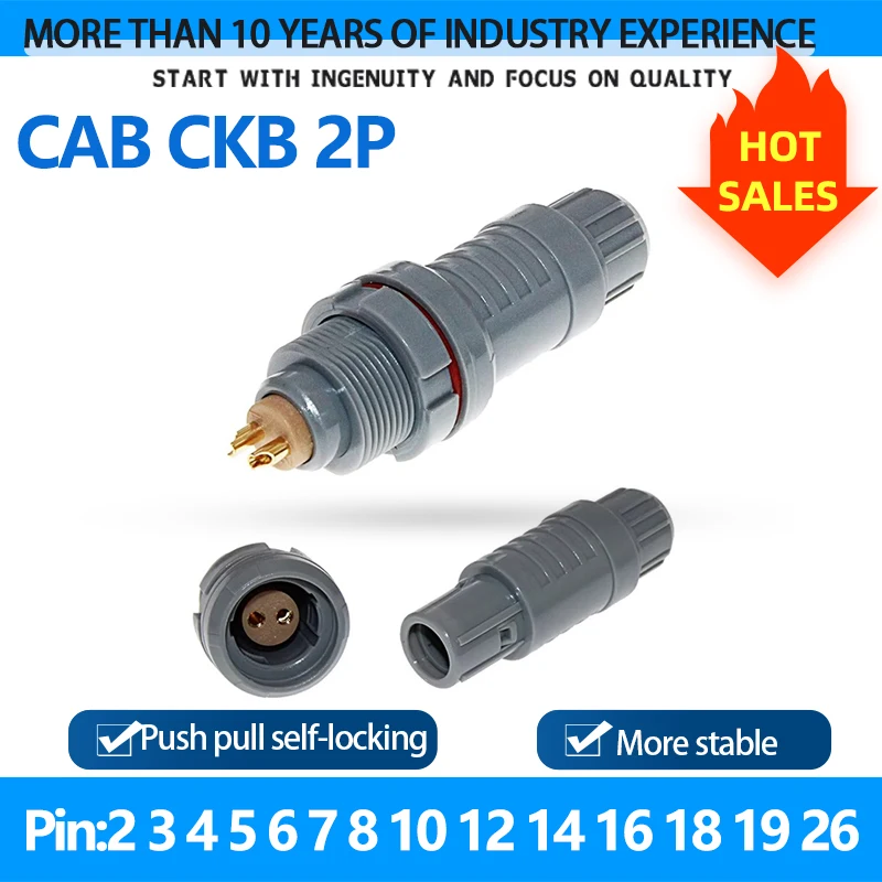 

CAB CKB 2P M17 2 3 4 5 6 7 8 10 12 14 16 18 19 26Pins Plastic Push-pull Self-locking Connector 3 Key Positioning Pins
