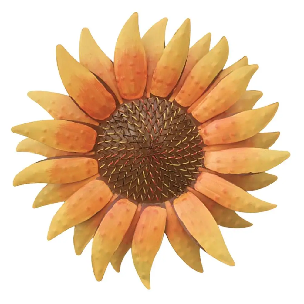 

Sunflower Wall Decor Iron Craft Hanging Ornament for Fence Gate Garden Living Room Background Metal Picture