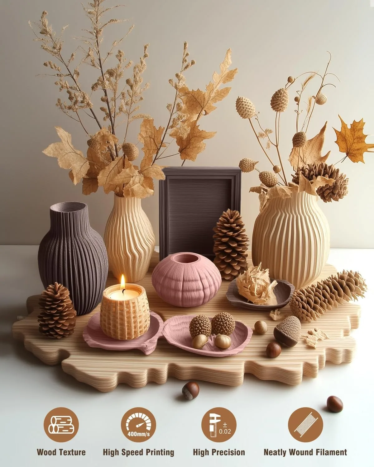 SUNLU 10 кг настоящая древесное волокно, деревянная нить PLA 1,75 мм, катушка 1 кг, аккуратная нить для 3D-принтера PLA, подходит для большинства 3D-принтеров FDM