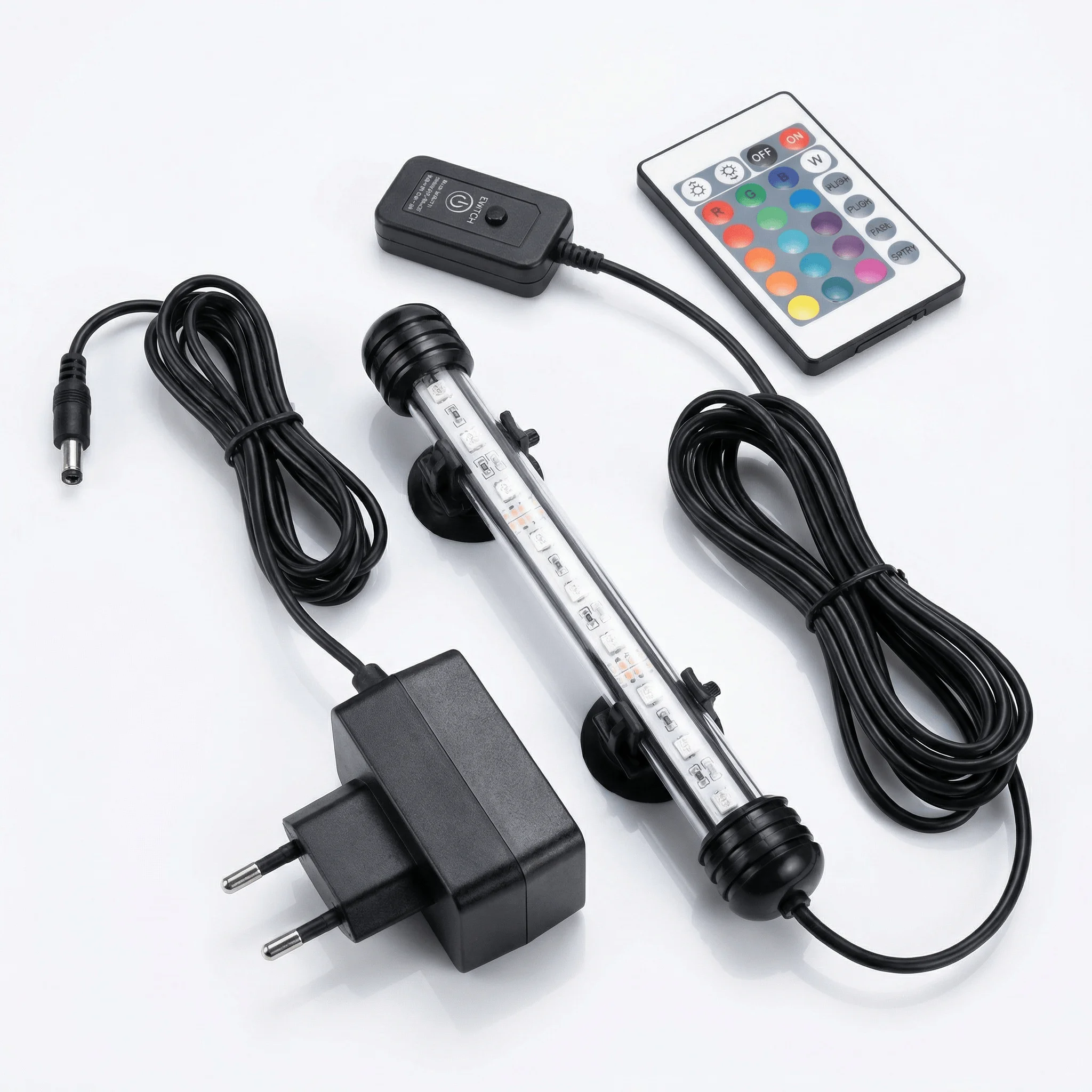 Submersible RGB Aquarium Light 16 Colors Remote Control Adjustable Brightness Speed Underwater Fish Tank Lamp with Suction Cups