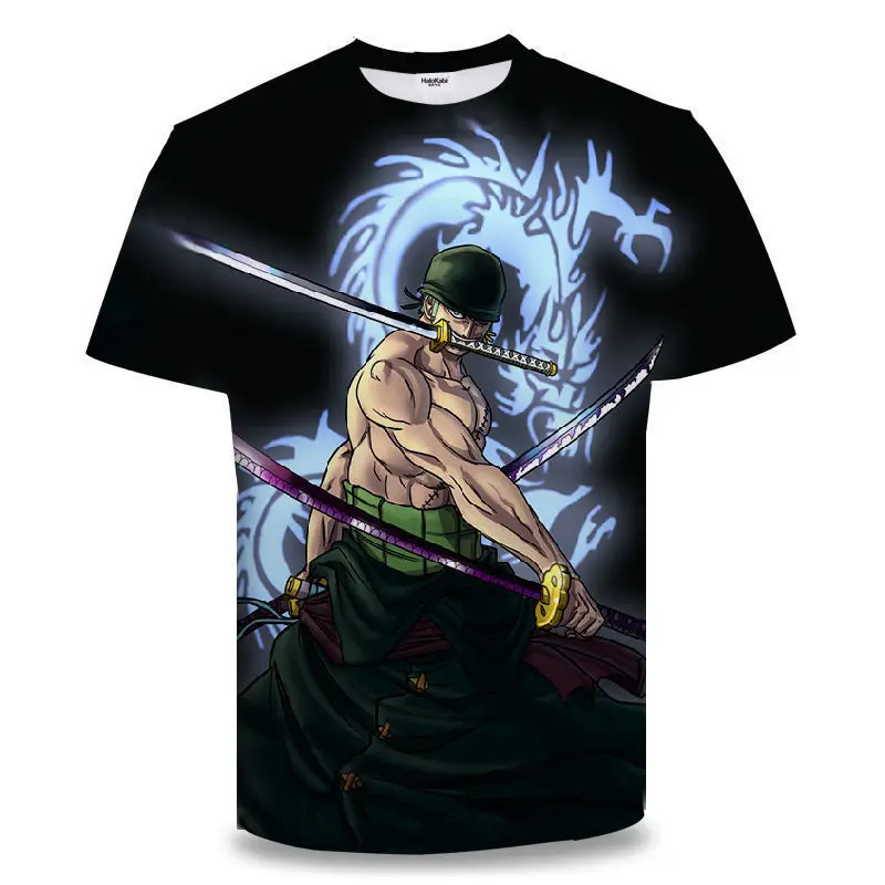 One Piece Zoro Anime Clothes Men's T-shirt Spring and Summer Short Sleeve Men's 3D Digital Printing Trendy T-shirt Tops