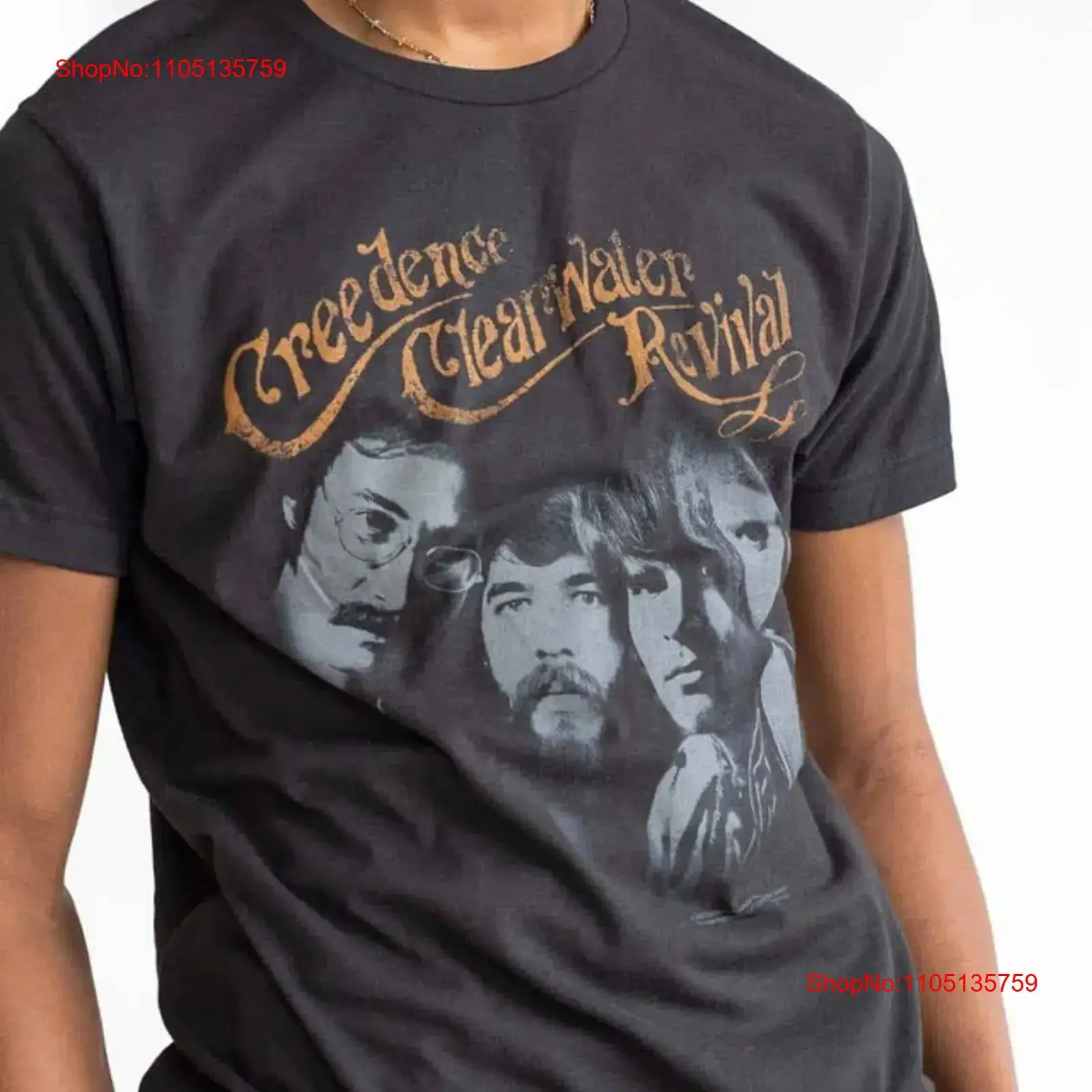 

Creedence Clearwater Revival Band short sleeve black color shirt KV30444 vintage Washed Stylish Soft Unisex homme Versatile