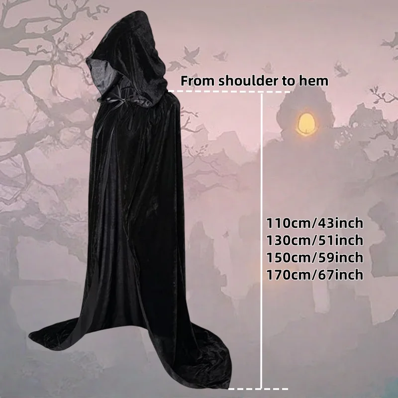 Halloween Velvet Cloak Cape for Adults and Kids, Cosplay Costume Stage Performance Soft Plush Velvet Material Unisex Design