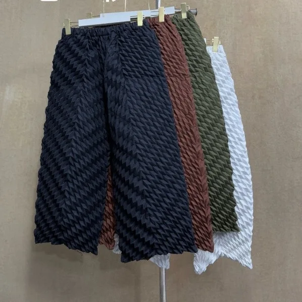 

Miyake Pleated 2026 New Fall and Winter Pleated Cotton Pants Women Outside High-end Fashion Pants Ladies Casual Pants Pleated