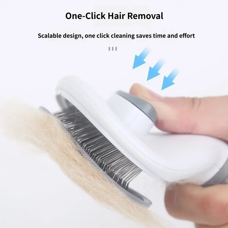 For Effortless Grooming of Dogs and Cats-Float Hair Removal Slicker Brush with Automatic Func One-Click Pet Hair Removal Comb