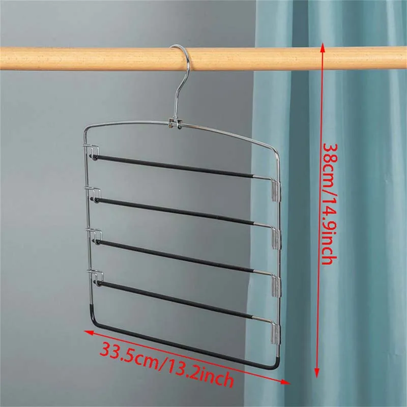 Multi-Layer Stainless Steels Movable Hangers Shelves Organizer Space Saver Closet Hanger Rack Pant Clothes Function Hanger