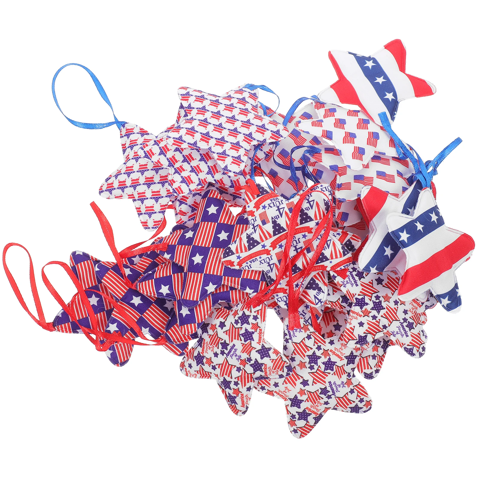 

30Pcs 6CM American Star Decorative Hanging Cloth Patriotic for 4th July Memorial Veterans Independence Day