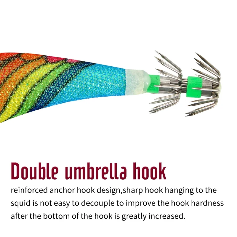 طعوم صيد جمبري من خشب التوبلين ، رقصة حبار مضيئة بخطاف ، ثقالة رصاص ، عيون ثلاثية الأبعاد ، أخطبوط ، طعوم حبار ، مسار ، * g