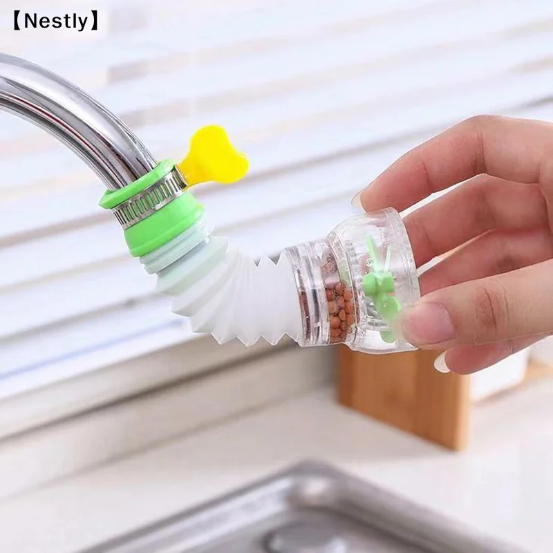 360°Swivel Extension Faucet Aerator Telescopic Hose Sprayer Filter Diffuser Water Saving Nozzle Bath Faucet Connector〔Nest〕