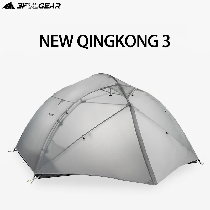 3F UL Gear Qinkong 3P 3-Person 4-Season Camping Tent 15D Silnylon Coating with Matching Ground Sheet Ultralight Outdoor