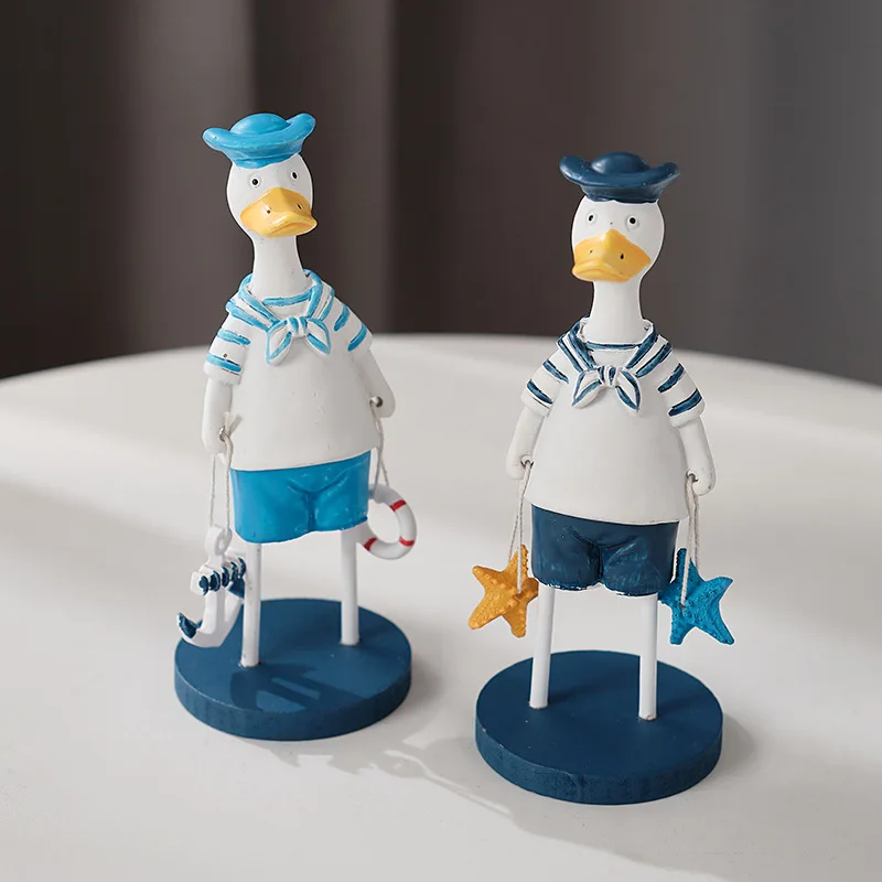 Mediterranean style couple duck ornaments animal home decor children's room decoration creative resin crafts