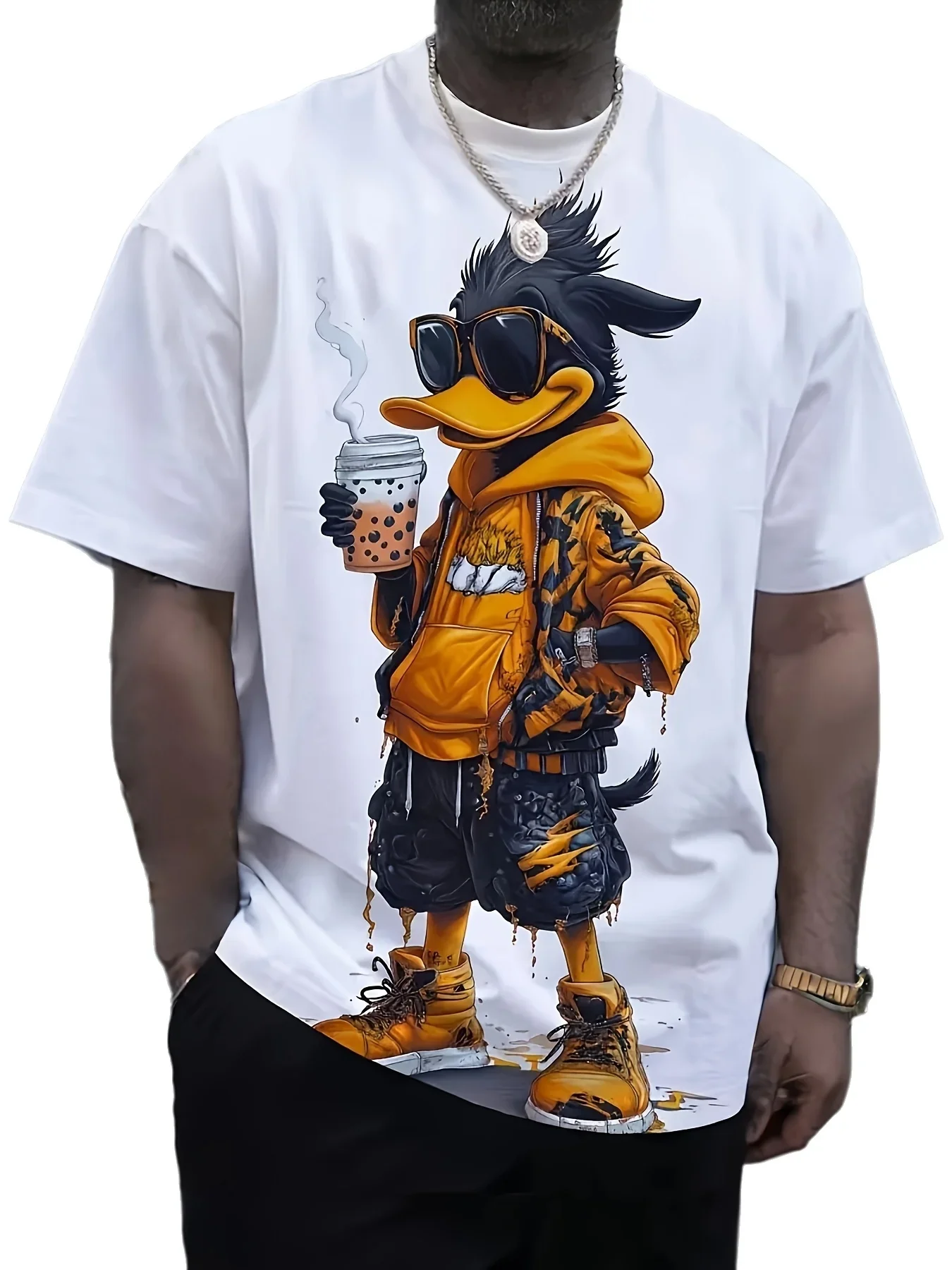

Men's Short-Sleeved T-Shirt with Digital Print, Stylish and Casual, Suitable for Wearing Outside and Versatile