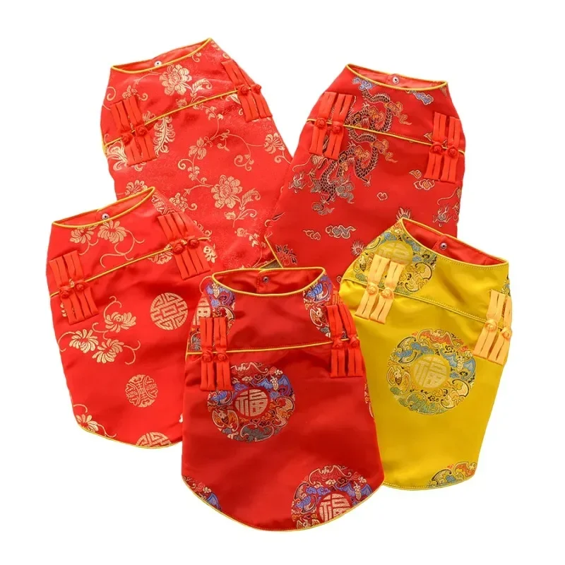 

Chinese New Year Dog Clothes Tang Suit Cheongsam Yorkie Shih Tzu Maltese Pomeranian Poodle Bichon Schnauzer Clothing Pet Apparel