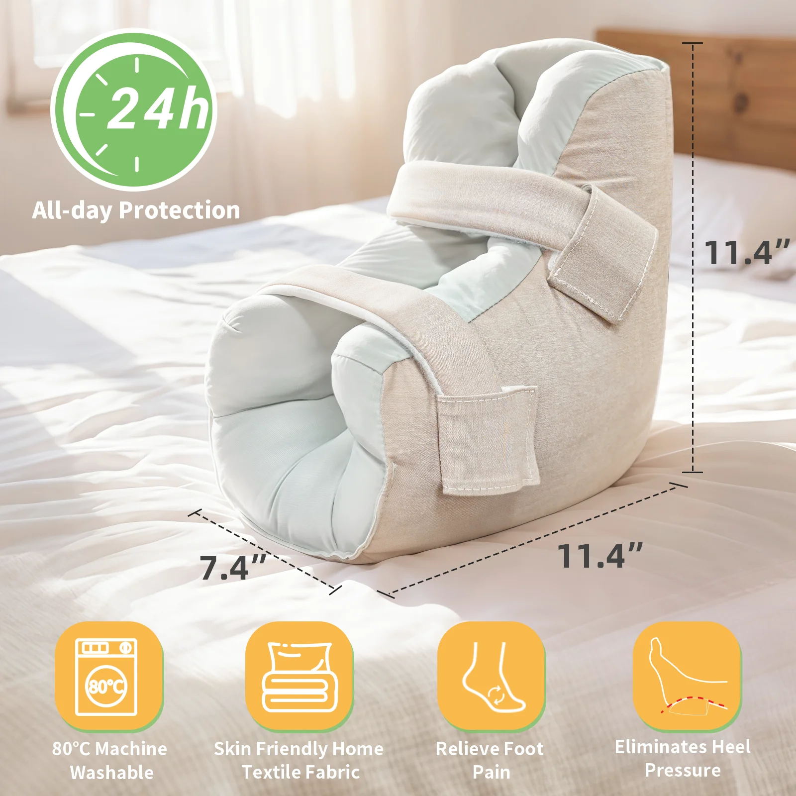 Ehucon Soft Heel Cushion Protector Anti-Decubitus Foot Cover Breathable Pressure Relief Heel Pad for Elderly Patient Care