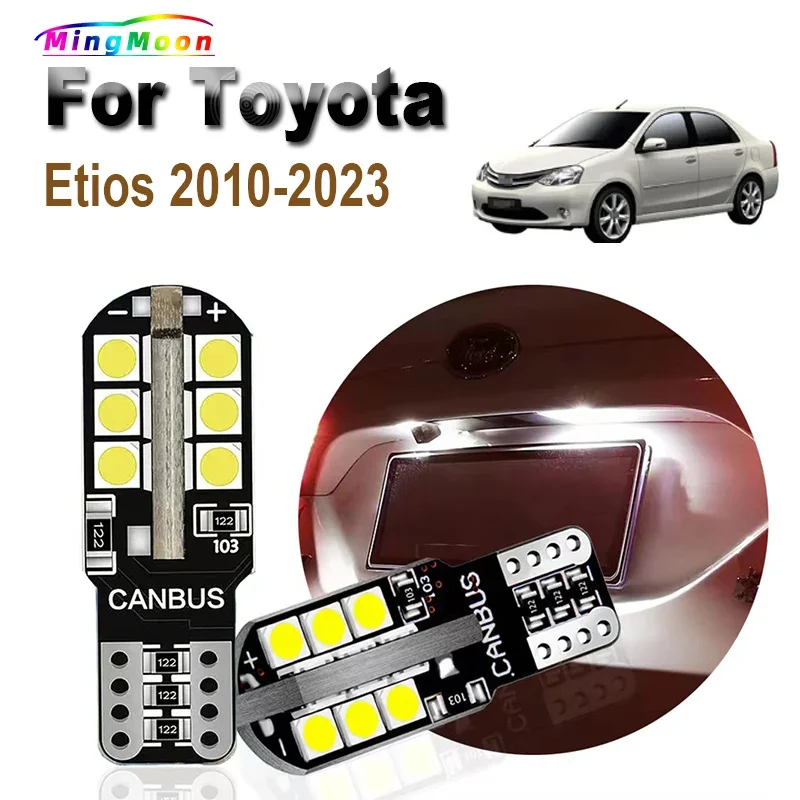 2Pcs T10 LED Bulbs Parking Lamp For Toyota Etios Liva Cross 2010- 2018 2019 2020 2021 2022 2023 Car License Plate Lights