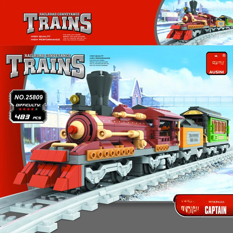 Plastic Building Blocks Creative Technic Vehicle Train Mode Educational Bricks Rail Toys For Children Present Boy Gifts Birthday