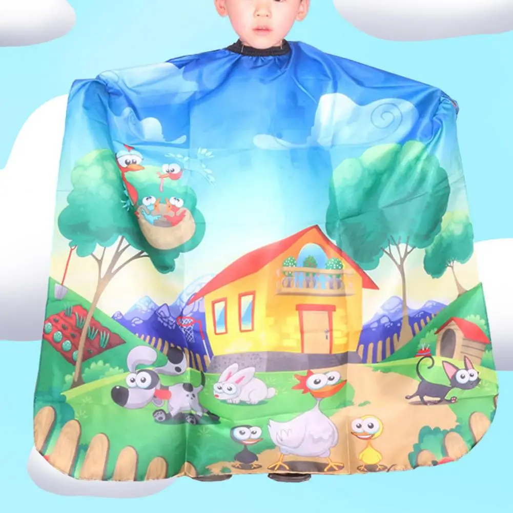 130*90cm Cartoon Design Child Haircut Apron Non-Sticky Nylon Waterproof Haircut Kids Cloth Cape For Home Barber Shop Hairdress