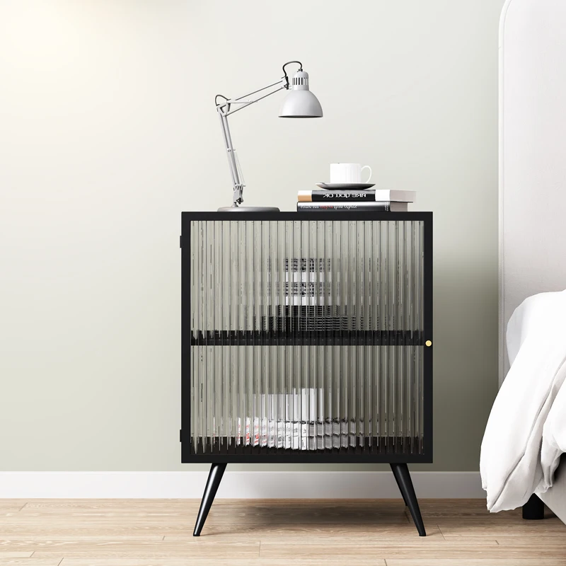 Metal Glass Nightstands Lockers Modern Simple Bedside Table Living Room Sofa Side Table Nordic Mobile Furniture Storage Cabinet