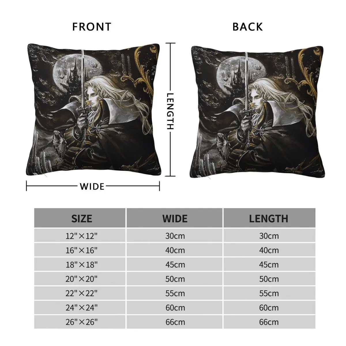 Castlevania Symphony Of The Night Pillowcase Polyester Linen Velvet Creative Zip Decorative Pillow Case Home Cushion Cover 45x45
