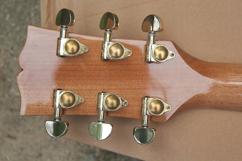 جيتار صوتي من خشب التنوب الصلب J200 لون خشب طبيعي أسود 524 #5