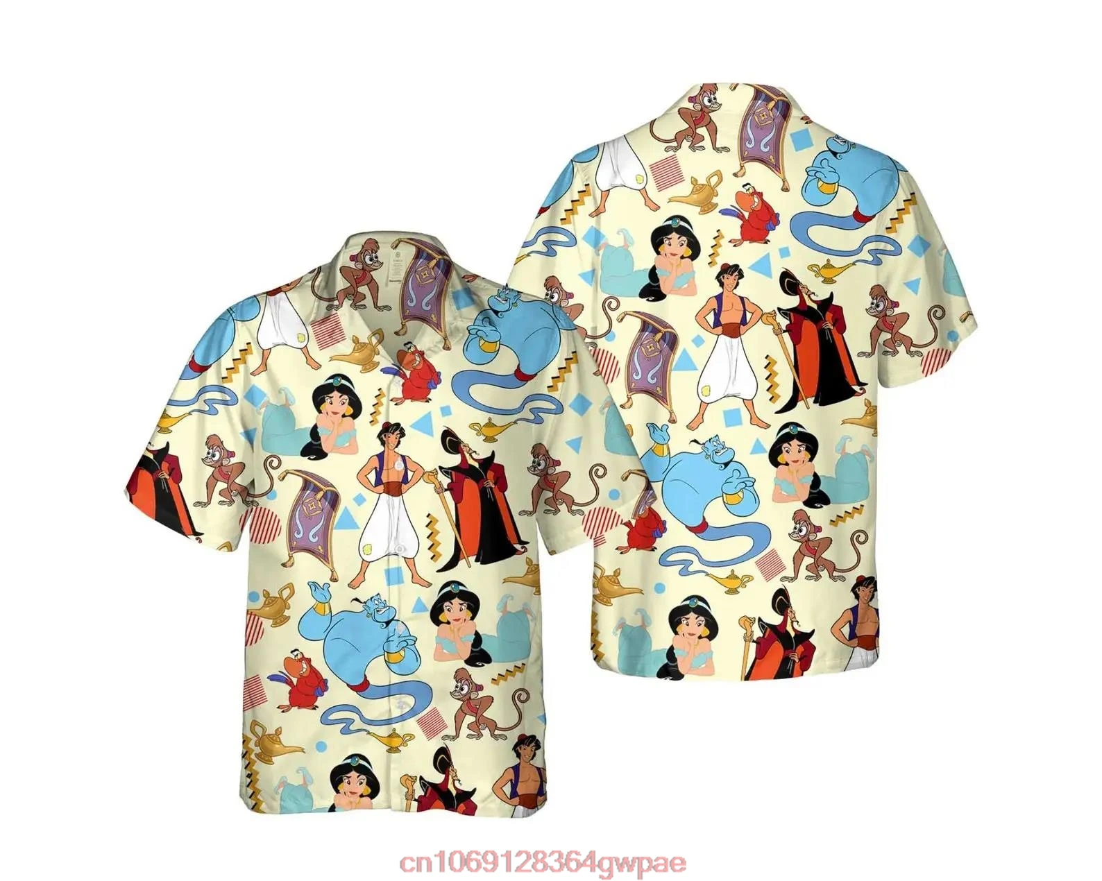 Disney Aladdin and Jasmine  Princess Hawaiian Shirt Men\'s Women\'s kids Short Sleeve Shirts Disney Hawaiian Shirts Beach Shirts