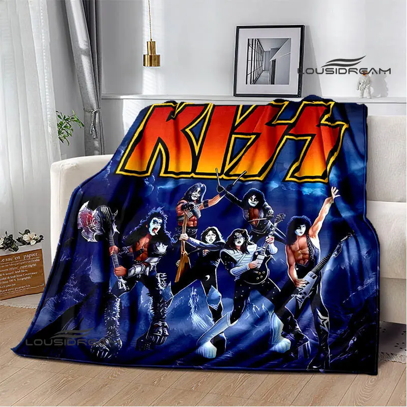 Kiss Band Printed Blanket picnic blanket Warm Blanket Flannel Home Travel Blanket throw blanket bed linings Birthday Gift