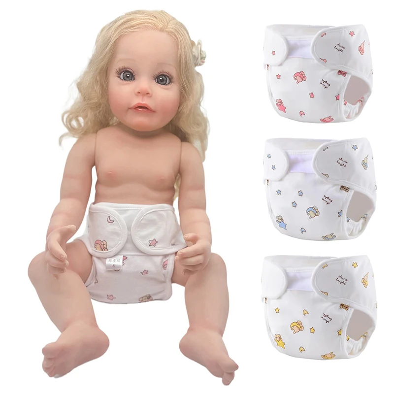 

Reborn Baby Dolls Diapers for 17-24 Inch Newborn Doll Reusable Washable Cotton Underwear Adjustable Velcro Nappy Accessories