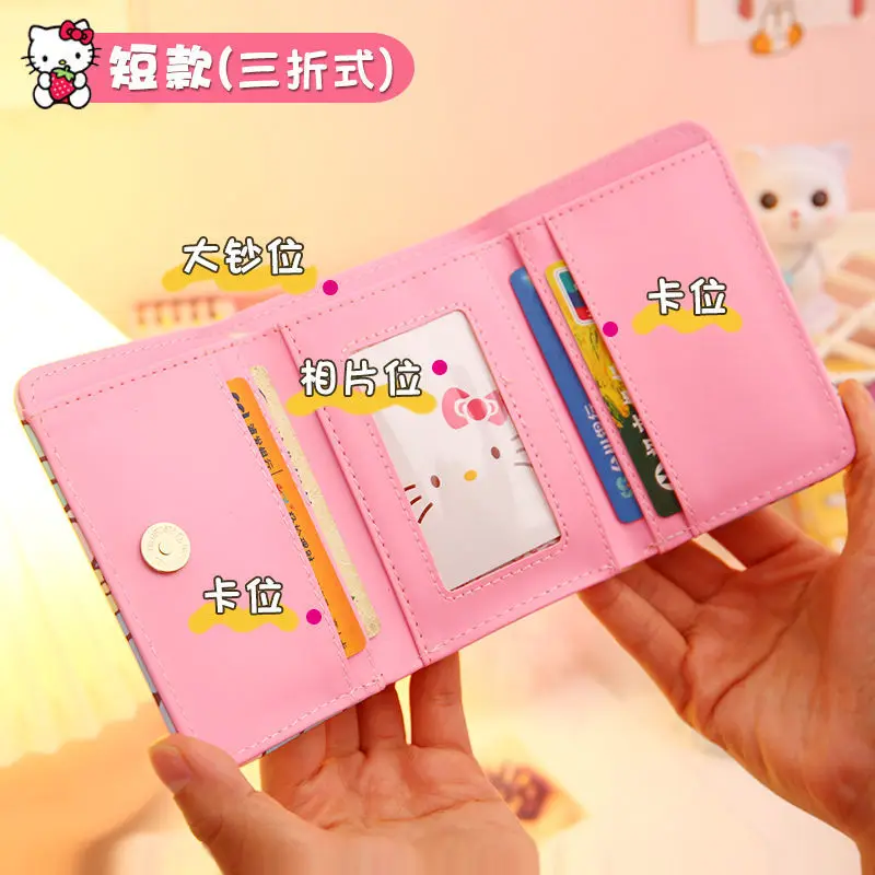 Hello Kitty Wallet Sanrio Anime Kawaii Ultra-Thin Folding Bag Girls Heart Cinnamoroll Cute Japanese Purse Toys Gift for Girls