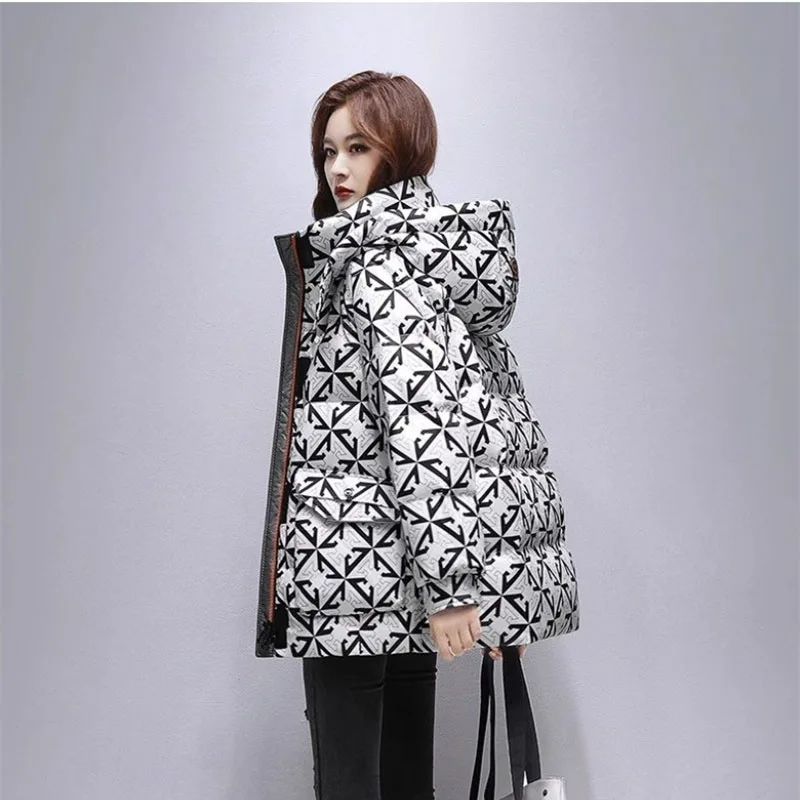 2024 Mid Length Version Cotton Padded Female Parkas Winter Clothes Cotton Padded Women Jacket Hooded Down Cotton Ladies Parkas