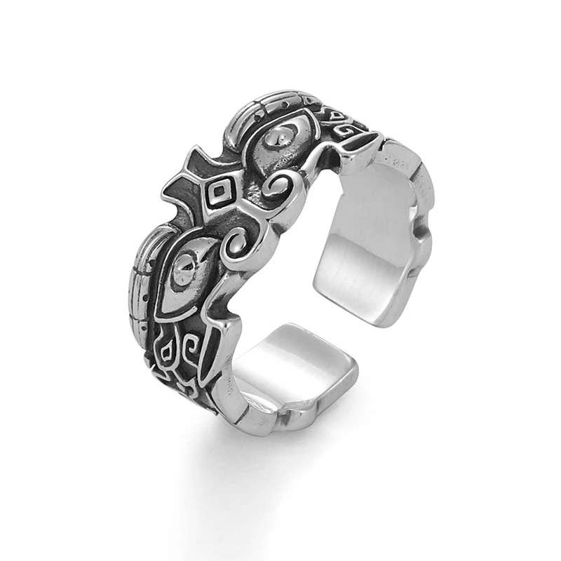 Classic 925 Thai Silver Retro Relief cameo Gluttonous Beast mens rings domineering Charm Ring Party Banquet Jewelry Gift