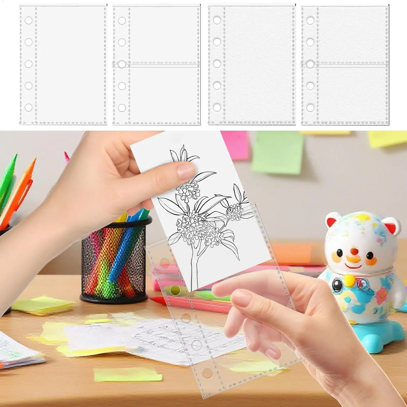 M5 binder replacement card pages transparent binder replacement pages sticker book replacement pages suitable for 5-ring binders