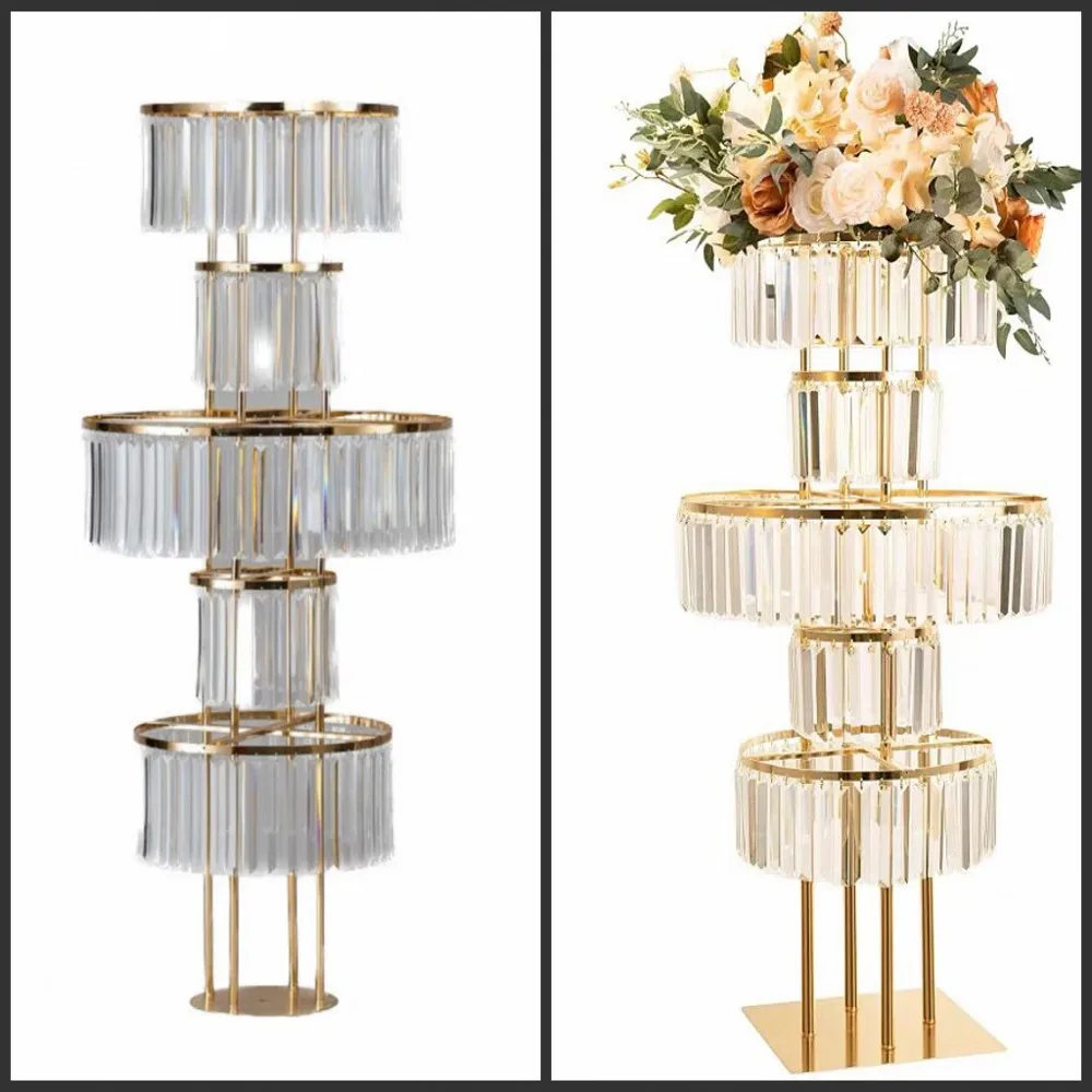 

Acrylic Crystal Flower Rack, Gold Arch Stand, Road Lead, Wedding Centerpiece, Event Party Decoration, 2 Pcs