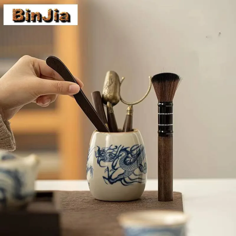 

Blue And White Ru Porcelain Tea Six Gentlemen Chinese Dragon Pattern Tool Set Teaware Brush Utensils Tableware Ornaments Craft