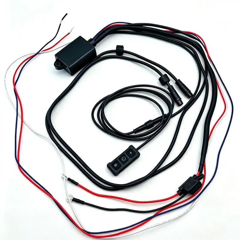Motorcycle LED wire-controlled switch headlight wire harness automobile flash lamp wire harness far and near light lamp