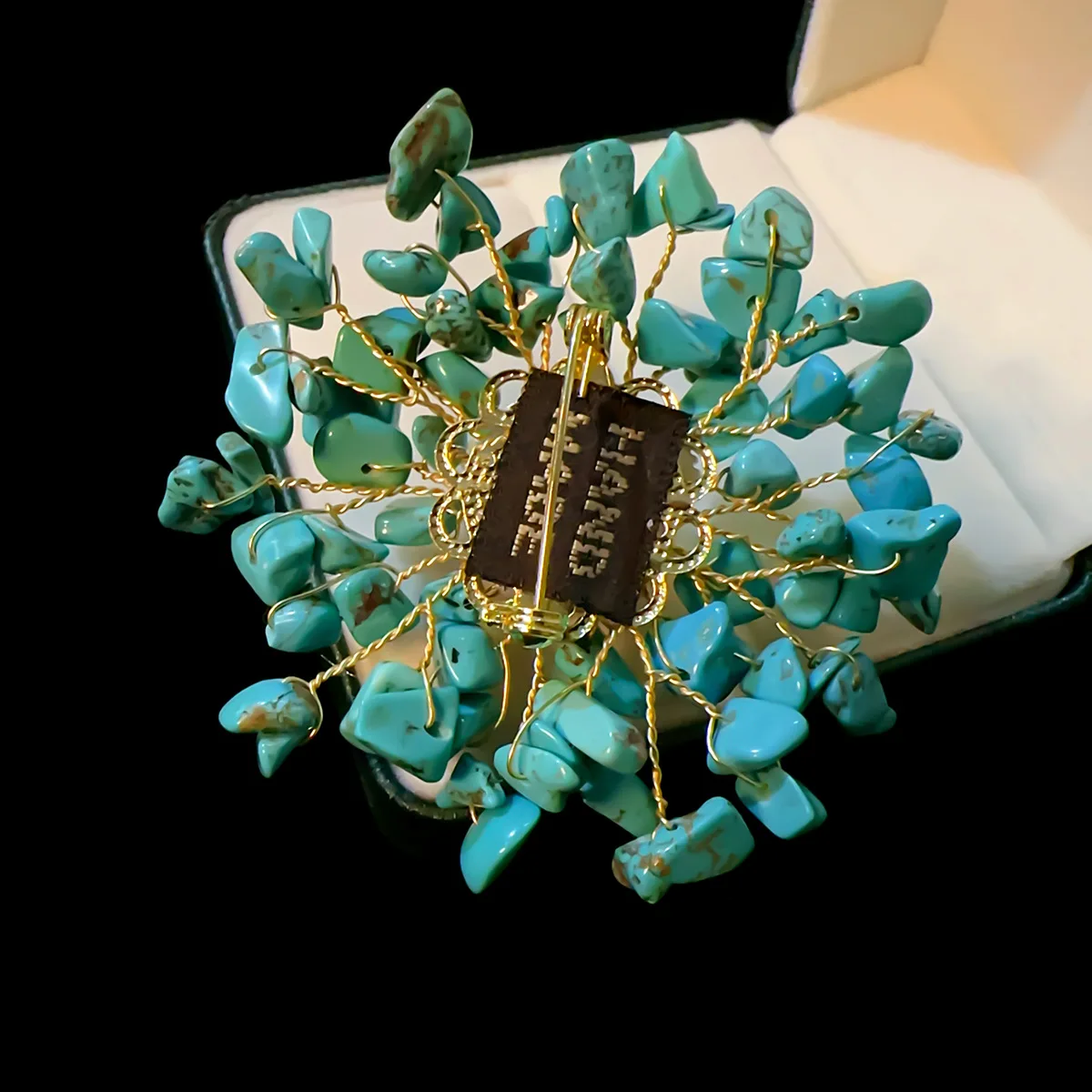 Natural Turquoise Brooch Imitation Turquoise Retro Corsage Creative Handmade High-grade Pin Temperament Jewelry Wholesale Gifts