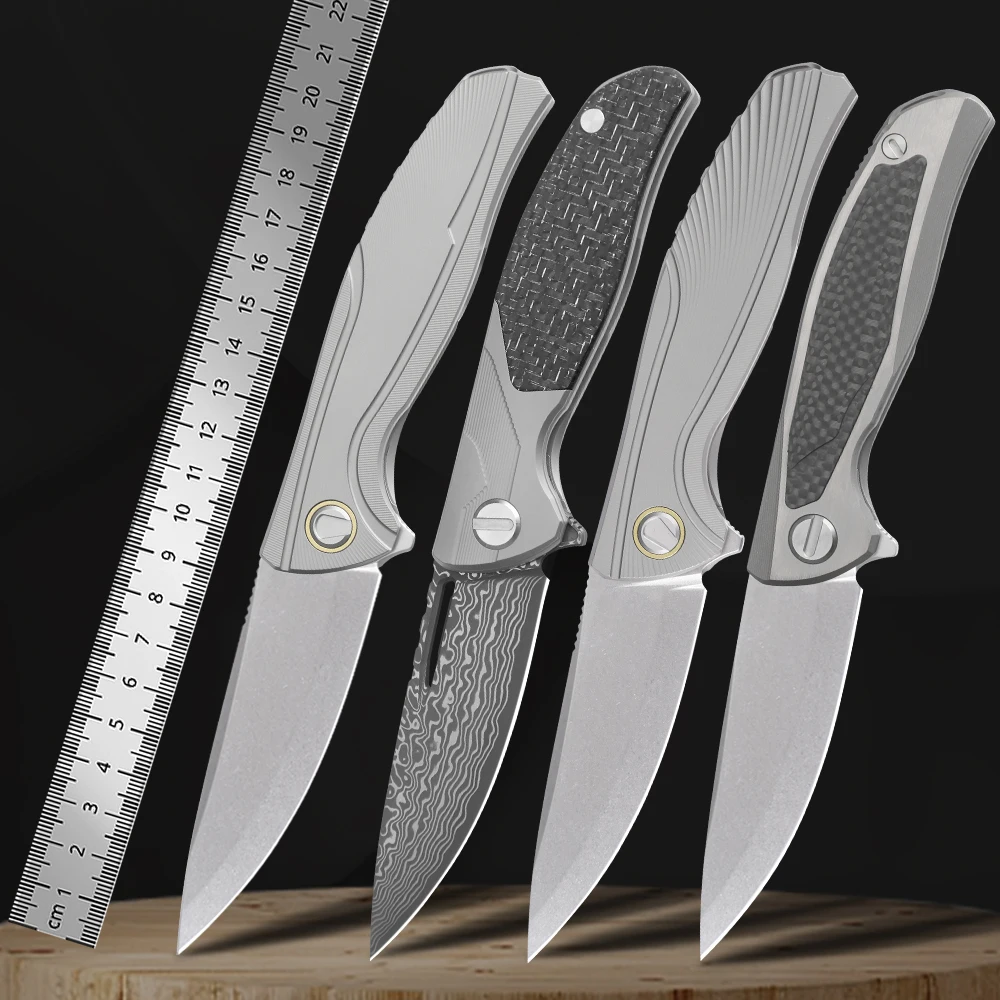 NINE THORN Bear F7 titanium handle logo M390 logo blade Ceramic bearing Tactical camping fish hunting EDC tool Folding blade kni