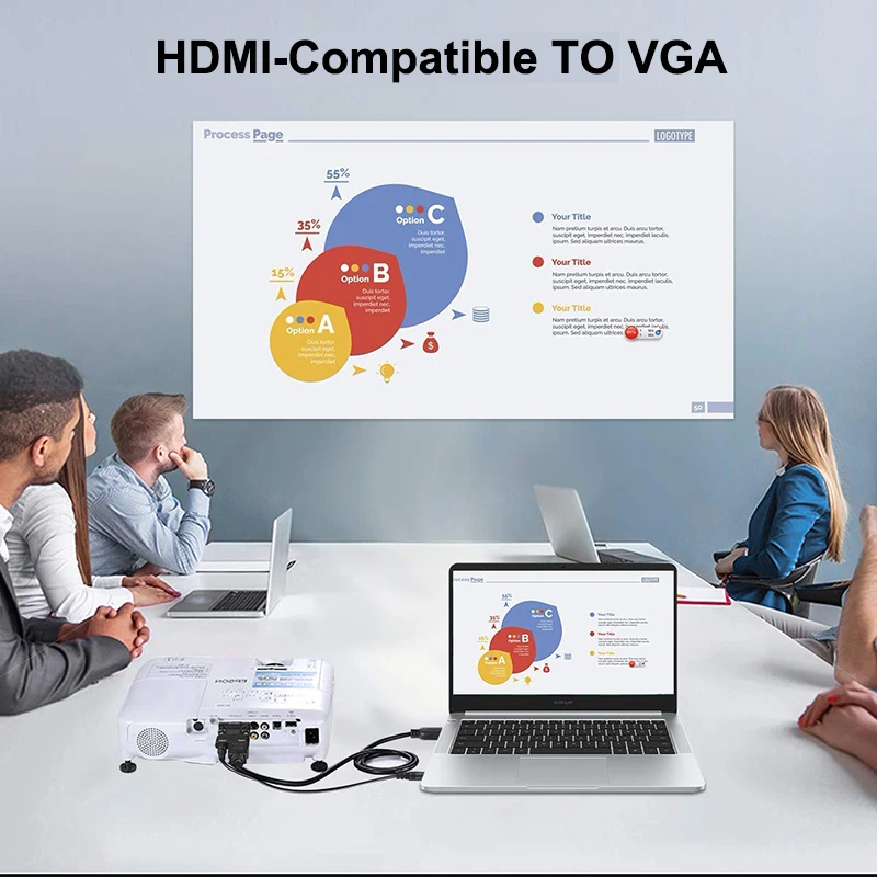 HDMI-compatible to VGA Adapter For PC Laptop TV Box Projector HD 1080P HDMI-compatible to VGA Converter with 3.5mm Audio Cable
