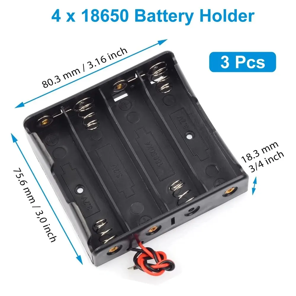 3 stks 18650 Batterij Houder Doos 1 Slot 3.7 V Batterij Opbergdoos 1/2/3/4 Mobiele Plastic Container met Sluit Zwart Rode Draden