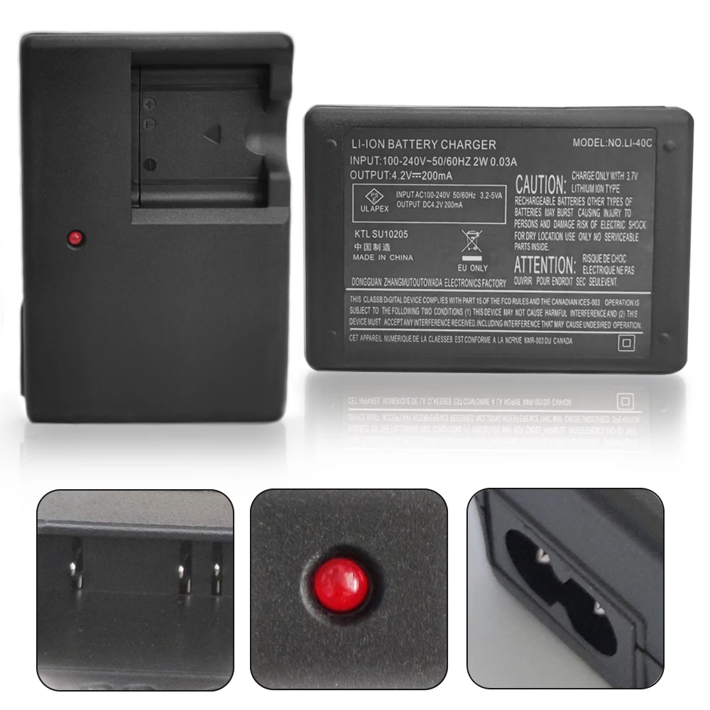 LI-40C Charger for Camera Olympus LI-42B, LI-40B, LI-41C, EN-EL10, NP-45, KLIC-7006, D-LI63, CNP-80 Battery Charger LI40B, LI42B