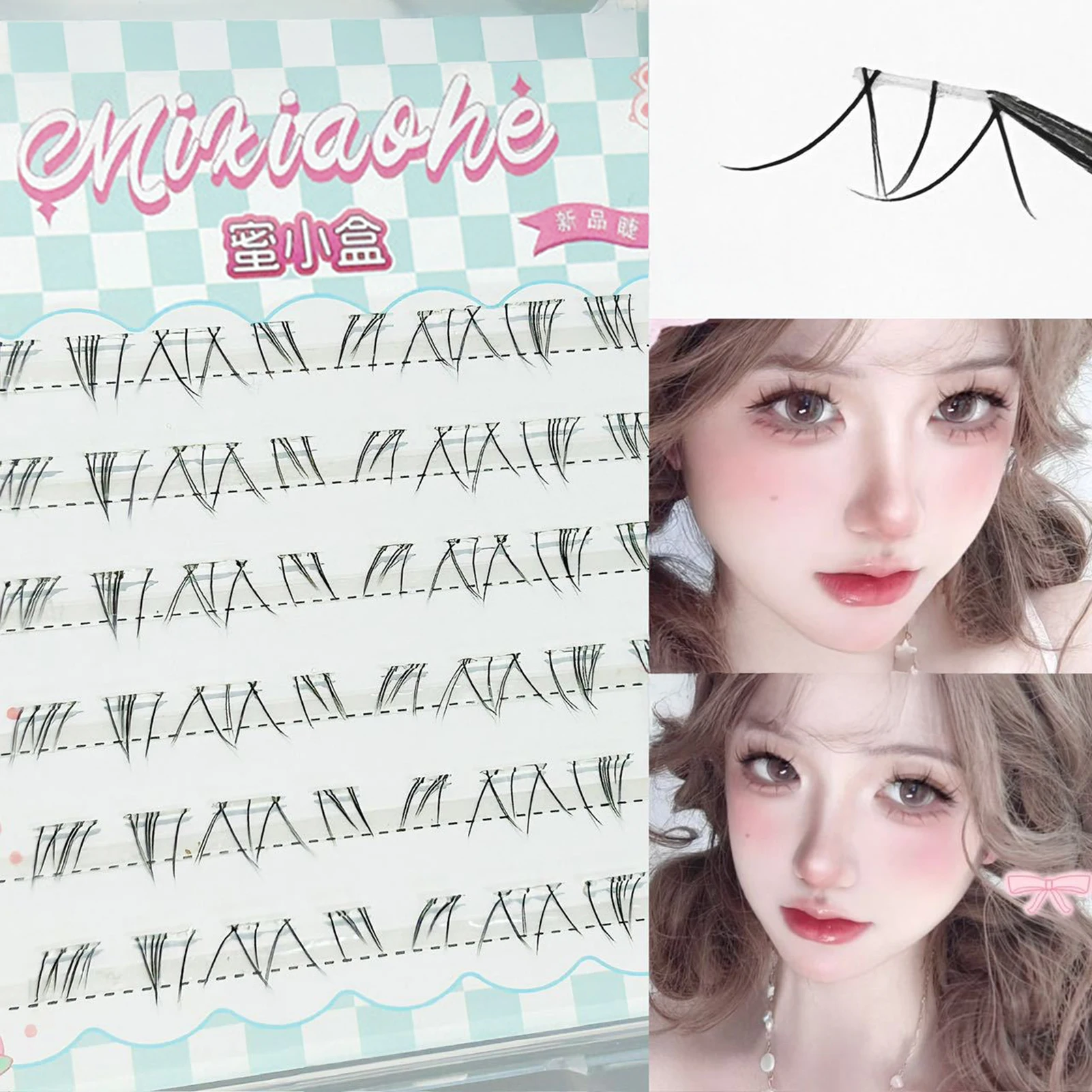 Bez Kleju Bez Taśmy Niewidoczna Taśma Indywidualne Kępki Rzęs Dolnych Przedłużanie Sztuczne Rzęsy Krótkie Naturalny Wygląd