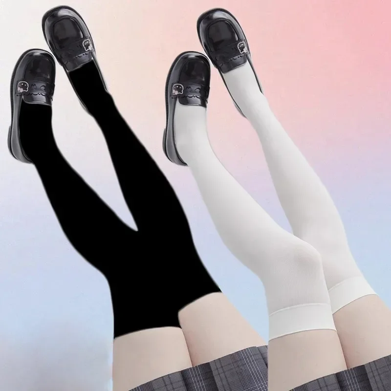 

Solid Color Lolita Long Stockings JK Women Girls Cute Black White Tights Over Knee Thigh High Socks Cosplay Sexy Nylon Stockings