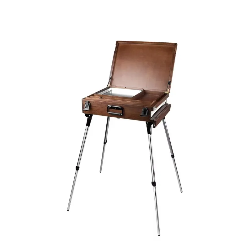 High quality boxwood outdoor artist aluminum alloy legs wooden painting box easel