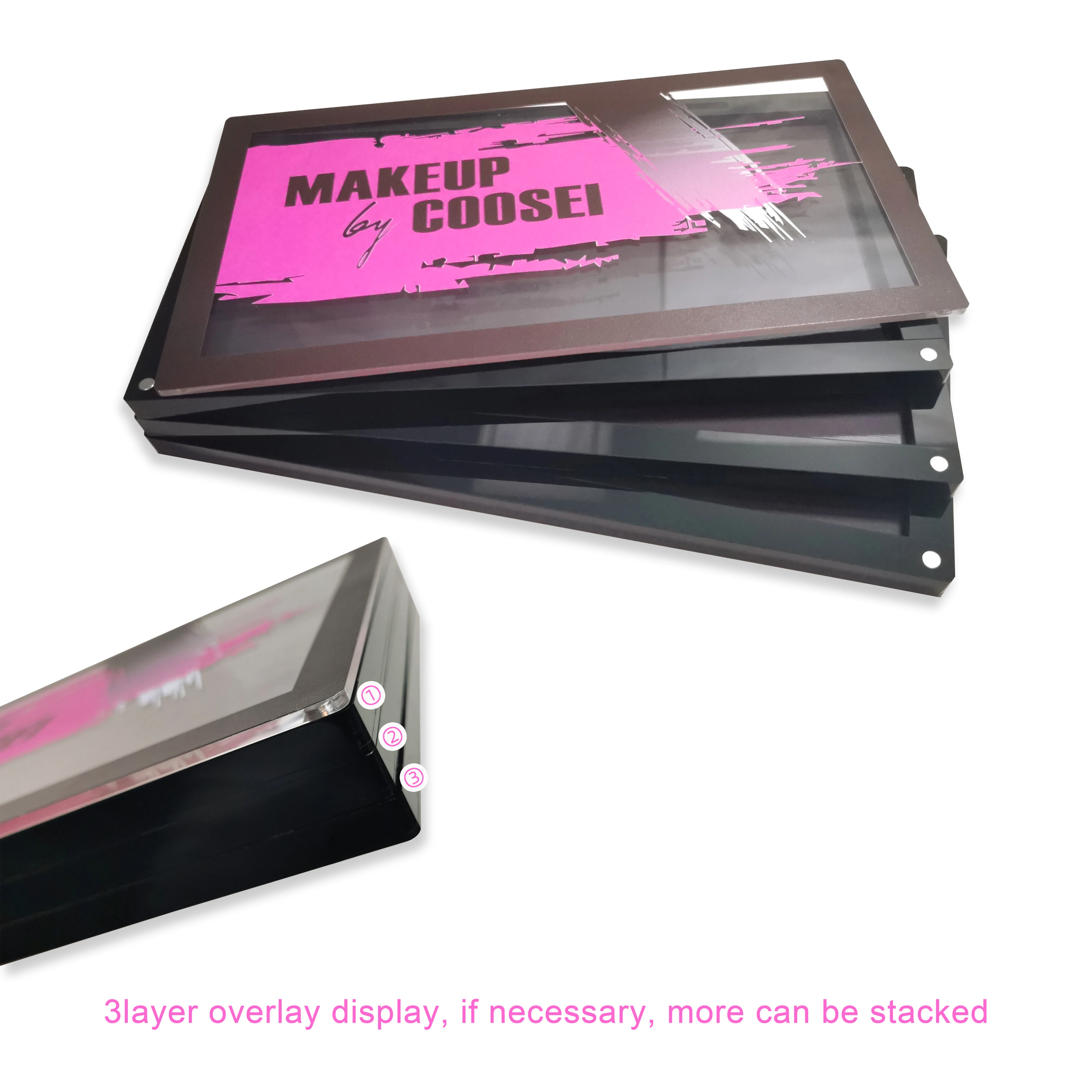 Paleta de sombras magnéticas vazios empilháveis de 2 camadas em acrílico transparente faça você mesmo sua grande paleta de maquiagem