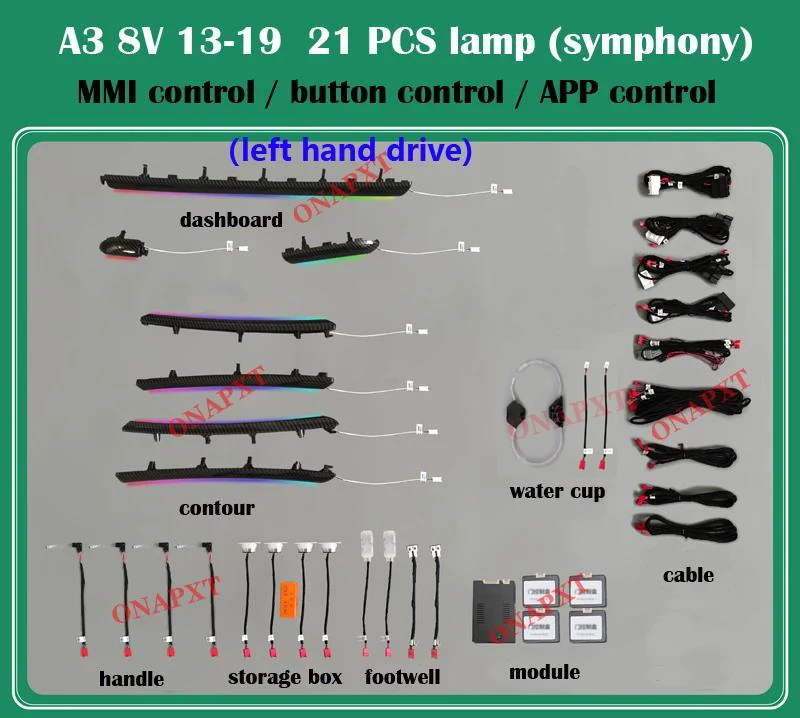 Auto Strip Voor Audi A3 8V 8Y S3 RS3 2013-2021 Mqb Dashboard Ontluchter Decoratieve Omgevingslicht led Sfeer Nozzle Lamp 30-Kleur